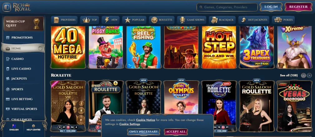 Rich royal Casino Bonus 275% bis 7500 Euro und Freispiele