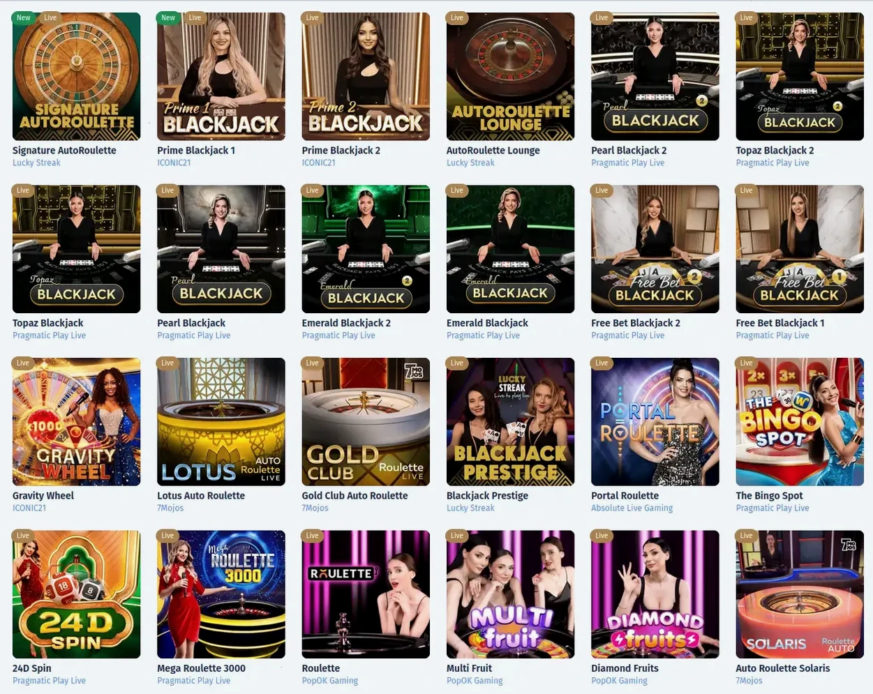 Rich royal Casino Spielauswahl
